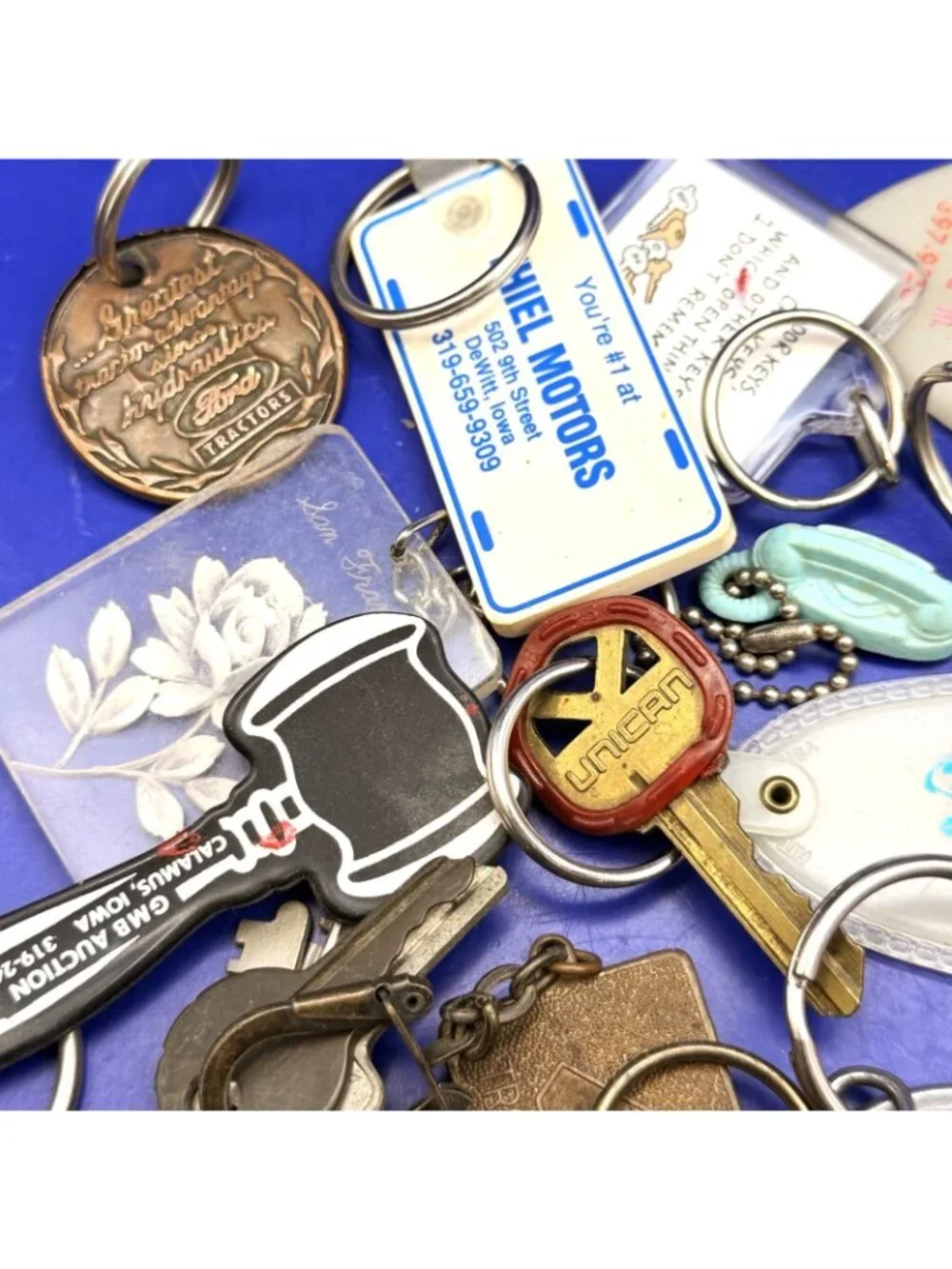 Vintage Advertising Keychain Lot Dealerships Auto Farm Disney RCA 1960s-1990s
